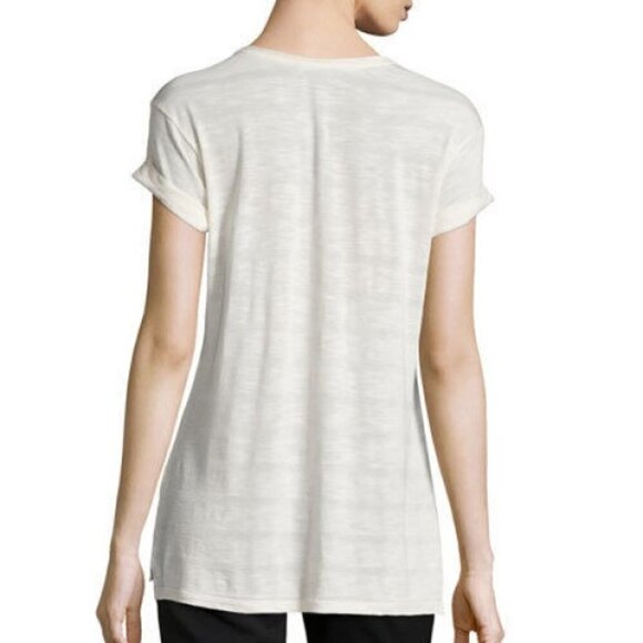 Vince Striped Rolled-Trim Scoop-Neck Tee - Picture 2 of 2